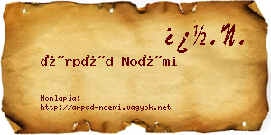 Árpád Noémi névjegykártya